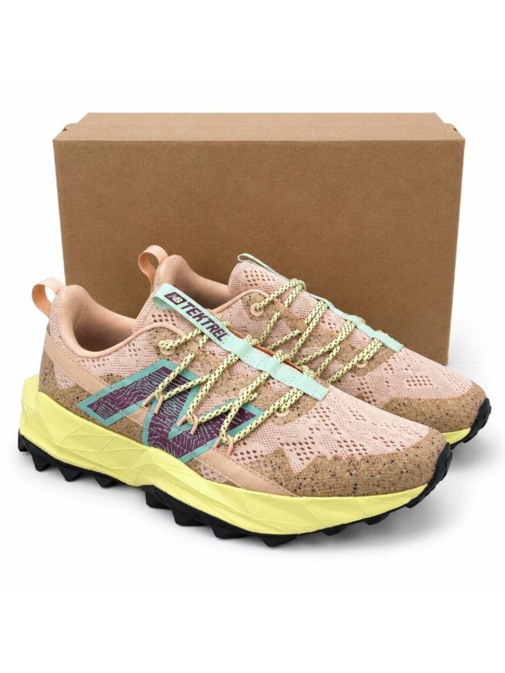 New Balance Women's Athletic Sneakers in Peach, Yellow & Teal - Picture 4 of 10